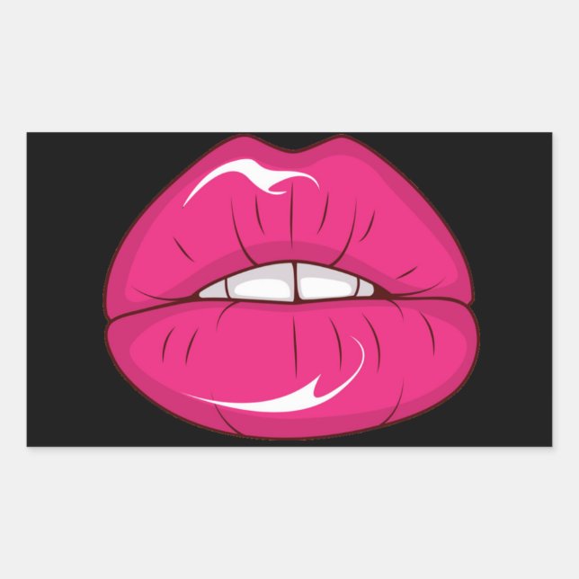 Hot Pink Lips - A Kiss and a Smile! Rectangular Sticker (Front)