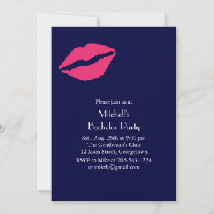 Hot Pink Lips Bachelor Party Invitation (blue)