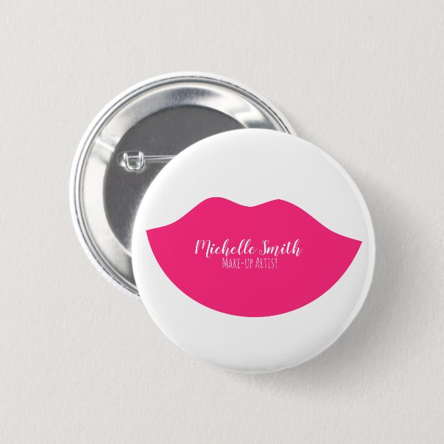 Hot Pink lips design Make-up artist 6 Cm Round Badge (Front & Back)