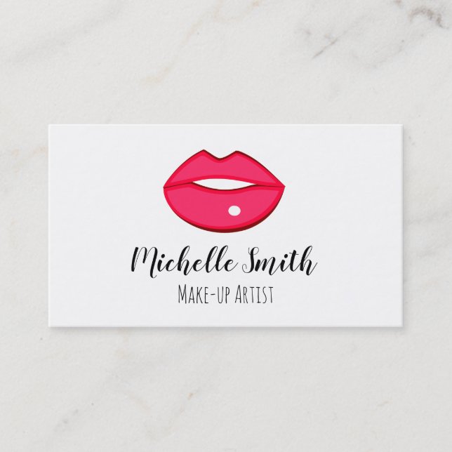 Hot Pink lips design Make-up artist Business Card (Front)