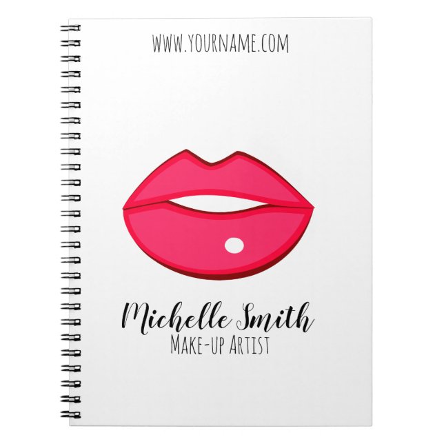Hot Pink lips design Make-up artist Business Card Notebook (Front)