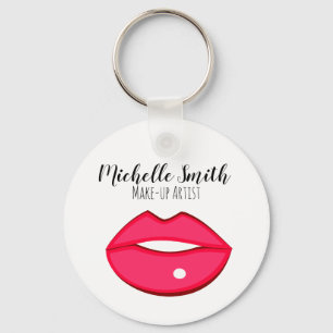 Hot Pink lips design Make-up artist Key Ring