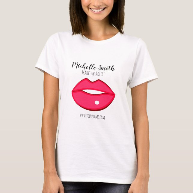 Hot Pink lips design Make-up artist T-Shirt (Front)