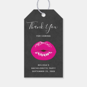 Hot Pink Lips Glamourous Illustration Bachelorette Gift Tags