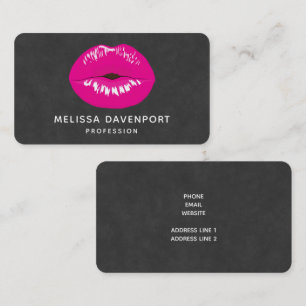Hot Pink Lips Glamourous Illustration Business Card