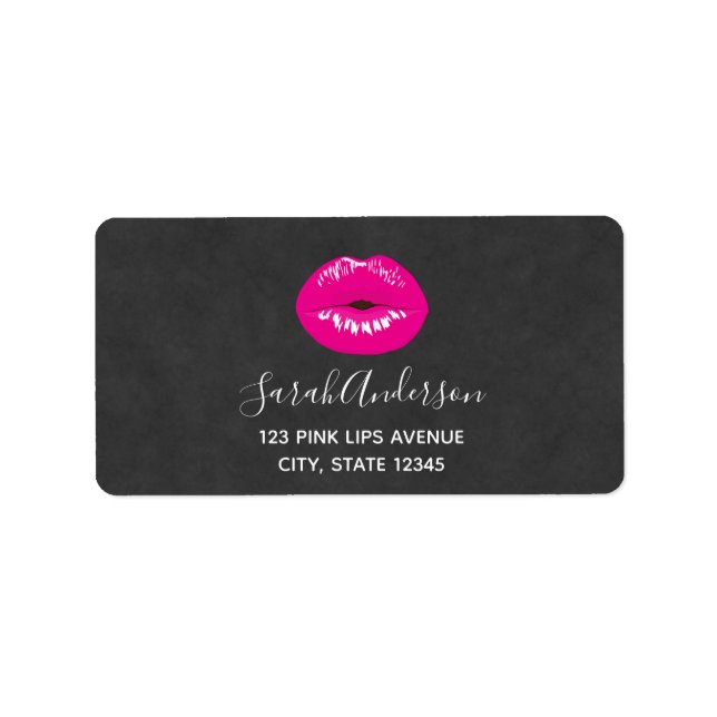 Hot Pink Lips Glamourous Illustration Label (Front)