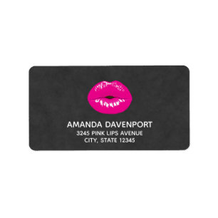 Hot Pink Lips Glamourous Illustration Label