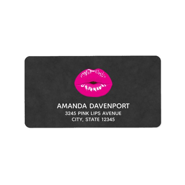 Hot Pink Lips Glamourous Illustration Label (Front)