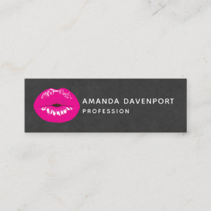 Hot Pink Lips Glamourous Illustration Mini Business Card