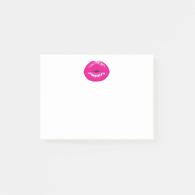 Hot Pink Lips Glamourous Illustration Post-it Notes (Front)