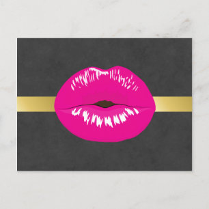 Hot Pink Lips Glamourous Illustration Postcard
