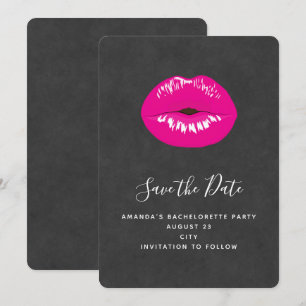 Hot Pink Lips Glamourous Illustration Save The Date
