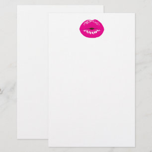 Hot Pink Lips Glamourous Illustration Stationery