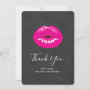Hot Pink Lips Glamourous Illustration Thank You Card