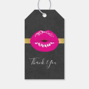 Hot Pink Lips Glamourous Illustration Thank You Gift Tags