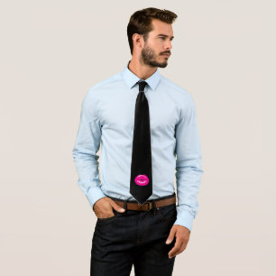 Hot Pink Lips Glamourous Illustration Tie
