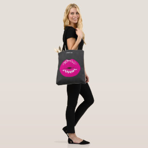 Hot Pink Lips Glamourous Illustration Tote Bag