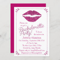 Hot Pink Lips Glitter Effect Bachelorette Party