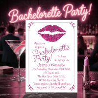 Hot Pink Lips Glitter Effect Bachelorette Party