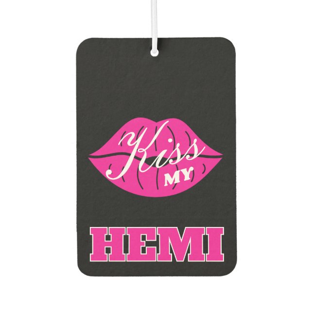Hot Pink Lips Kiss My Hemi Car Floor Mat Air Freshener (Front)