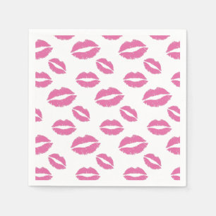 Hot Pink Lips Kiss Pattern Girl Sweet 16 Napkin