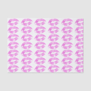 Hot Pink Lips Kiss Pattern Tissue Paper