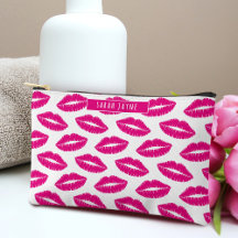 Hot Pink Lipstick Kiss Pattern Cosmetic
