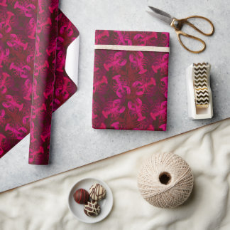Hot Pink Lobster Beach Party Wrapping Paper