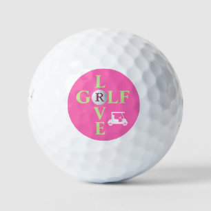 Hot Pink Love Golf Monogram Golf Ball