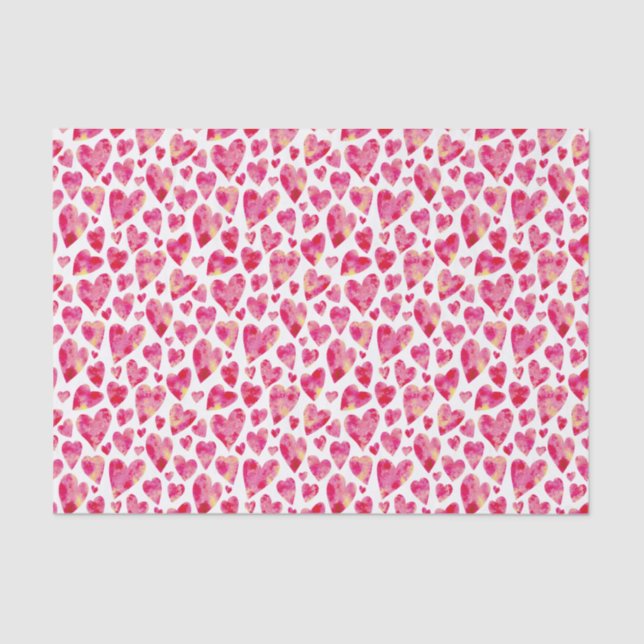 Hot Pink Love Heart pattern Tissue Paper (Front)