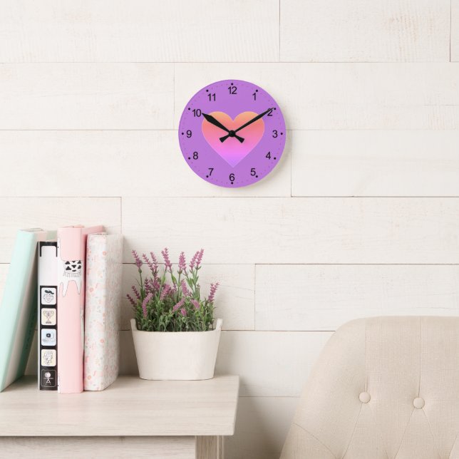 Hot Pink love heart Round Clock (Reading Room)