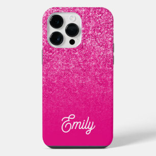 Hot Pink Luxury Glitter and Ombre iPhone 14 Pro Max Case