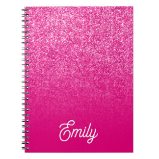 Hot Pink Luxury Glitter and Ombre Notebook