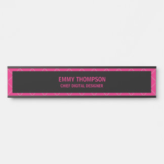 Hot Pink Magenta Company Business Door Name Plate