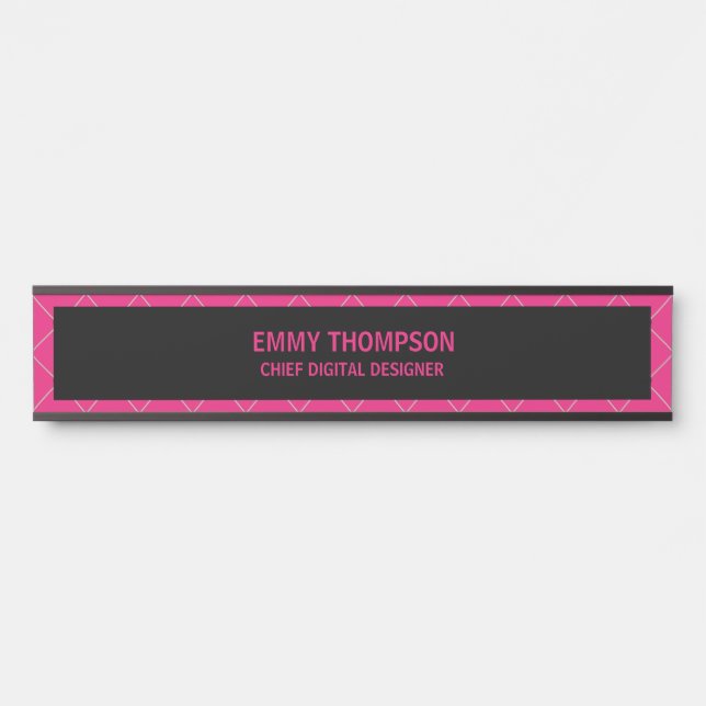 Hot Pink Magenta Company Business Door Name Plate (Front)