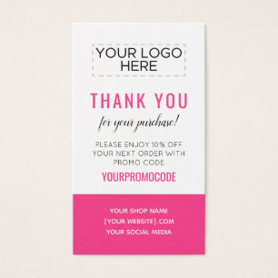 Hot Pink Magenta Custom Promo Code Discount Card