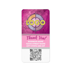 Hot Pink Magenta Marble Text QR Code Template Label