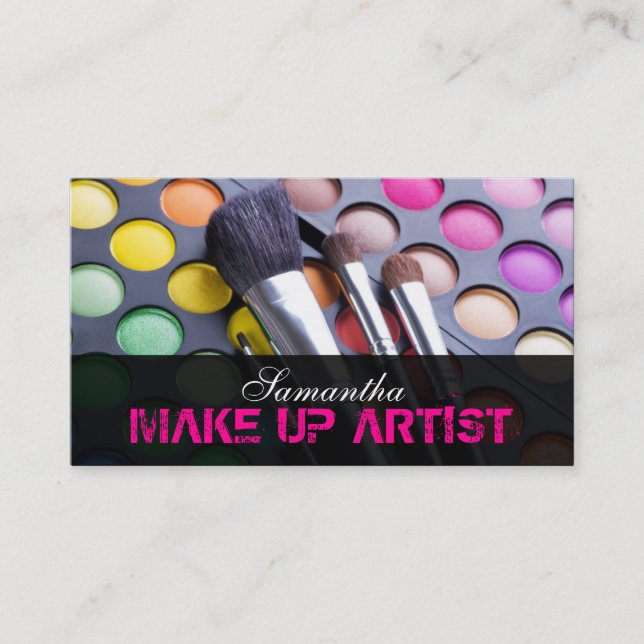 Hot Pink Make Up Artist Palette Business Card (Front)