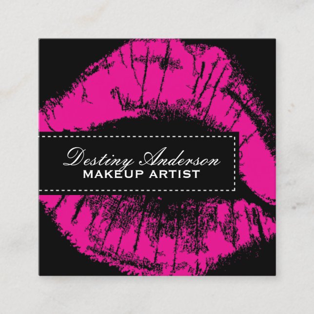 Hot Pink Makeup Business Cards (Front)