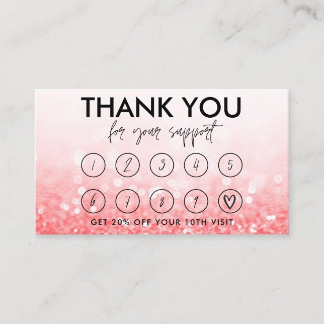 Hot Pink Makeup Hair Logo Loyalty Card (Front)