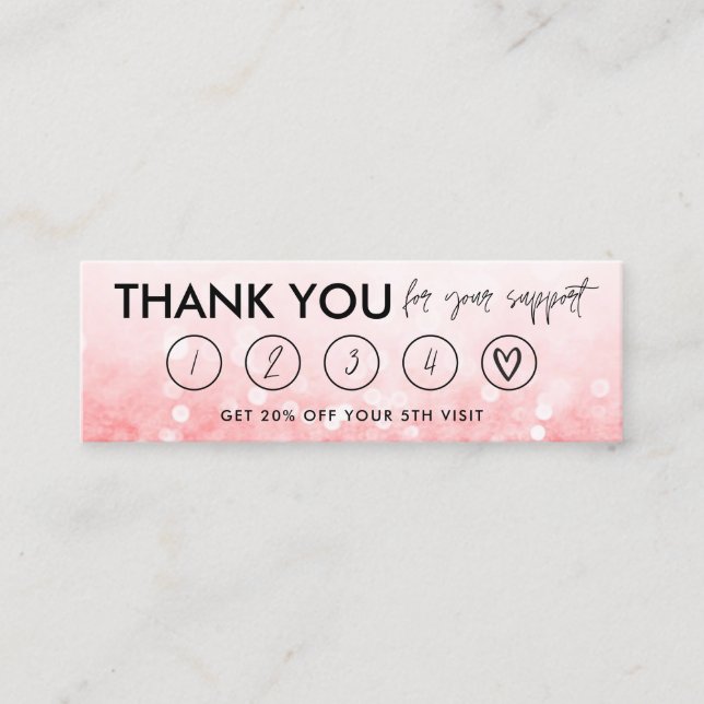 Hot Pink Makeup Hair Thanks Loyalty Card (Front)