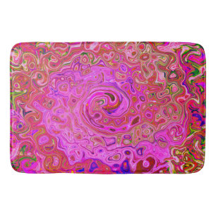 Hot Pink Marbled Colours Abstract Retro Swirl Bath Mat
