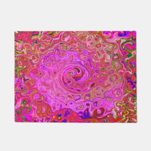 Hot Pink Marbled Colours Abstract Retro Swirl Doormat