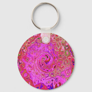 Hot Pink Marbled Colours Abstract Retro Swirl Key Ring