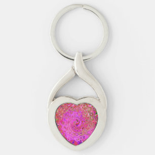 Hot Pink Marbled Colours Abstract Retro Swirl Key Ring