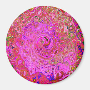 Hot Pink Marbled Colours Abstract Retro Swirl Magnet