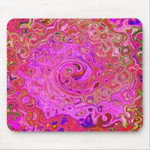 Hot Pink Marbled Colours Abstract Retro Swirl Mouse Mat