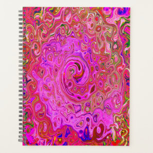 Hot Pink Marbled Colours Abstract Retro Swirl Planner