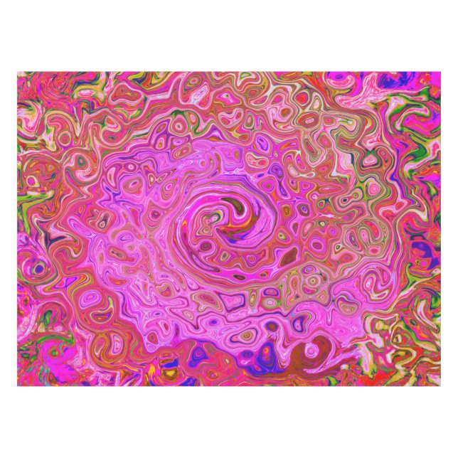 Hot Pink Marbled Colours Abstract Retro Swirl Tablecloth (Front (Horizontal))