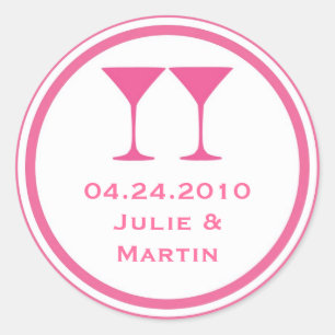 Hot pink martini wedding favour tag seal label